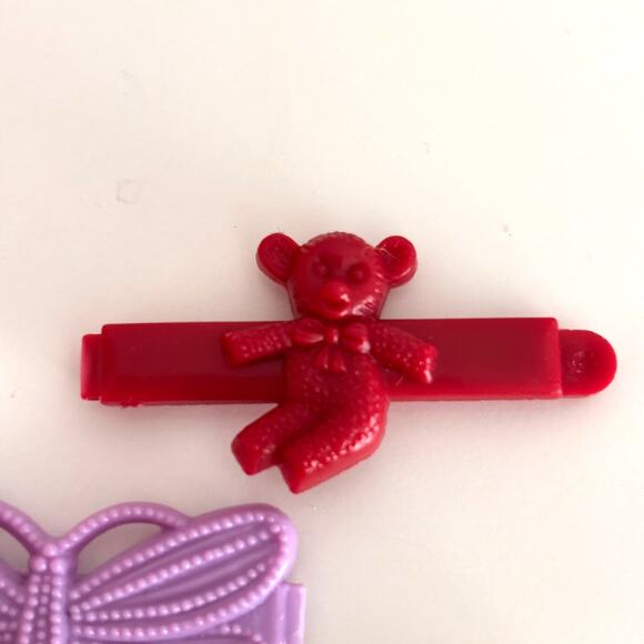 Vintage Plastic Barettes 60s 70s 80s Goody Bear Rabbit Duck Butterfly Kidcore 8 - Picture 4 of 10